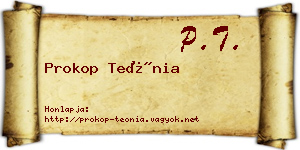 Prokop Teónia névjegykártya